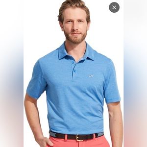 Men's Vineyard Vines Destin stripe Sankaty performance golf polo shirt blue Sz L